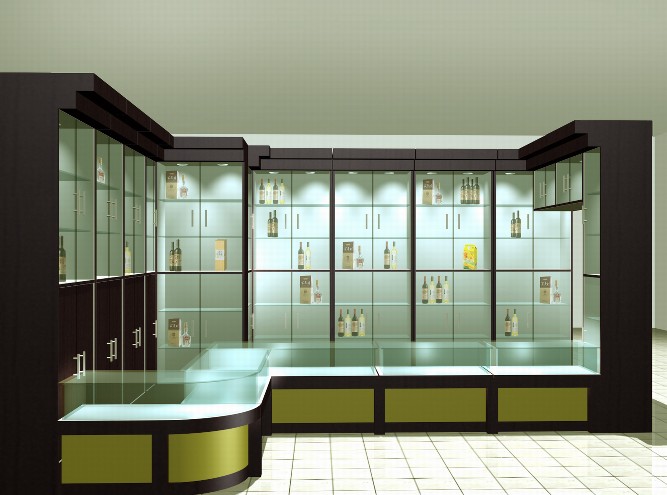 高档烟酒展柜效果图